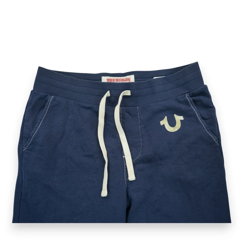 TRUE RELIGION Men's M Navy Blue Jogger Sweatpants Drawstring Pockets Activewear